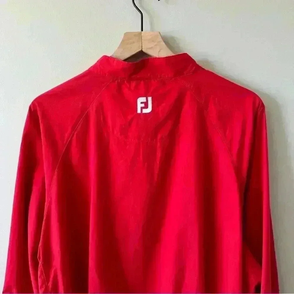 Footjoy Windbreaker Men’s large Button Golf Jacket Coat Lightweight Red …